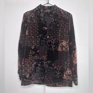 Vintage Saks Fifth Avenue Velvet Stripe Blazer Jacket Japan 8 Frog Knot Black